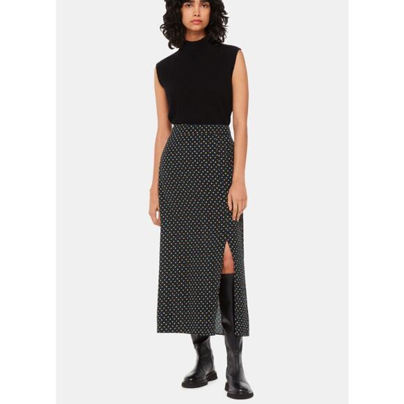 Whistles Black Scattered Hearts Midi Skirt